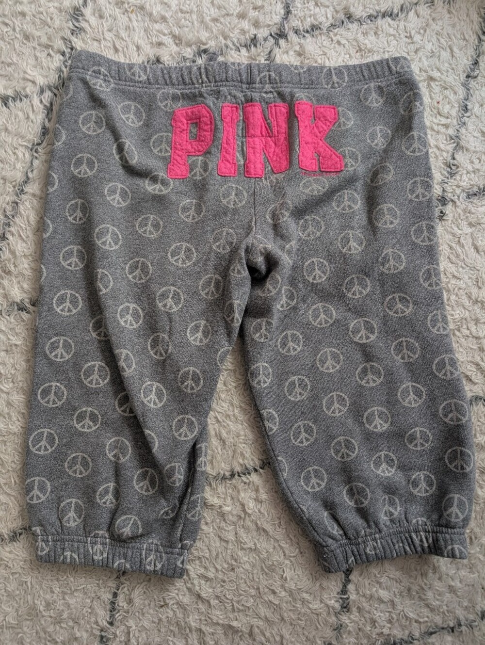 PINK Victoria's Secret Gray Capri Sweatpants with Hot Pink Logo